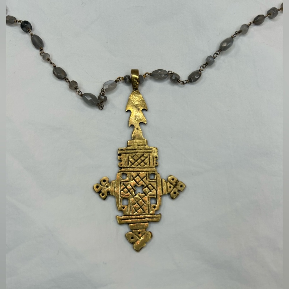 Gold-Tone Ethnic Cross Pendant Necklace - Women‎ Jewelry